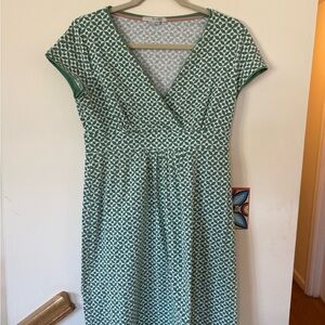 Boden Green Patterned Midi Dress - UK10P/US6P